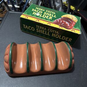 Terra Cotta Taco Shell Holder Holds 4 Vintage in Original Box